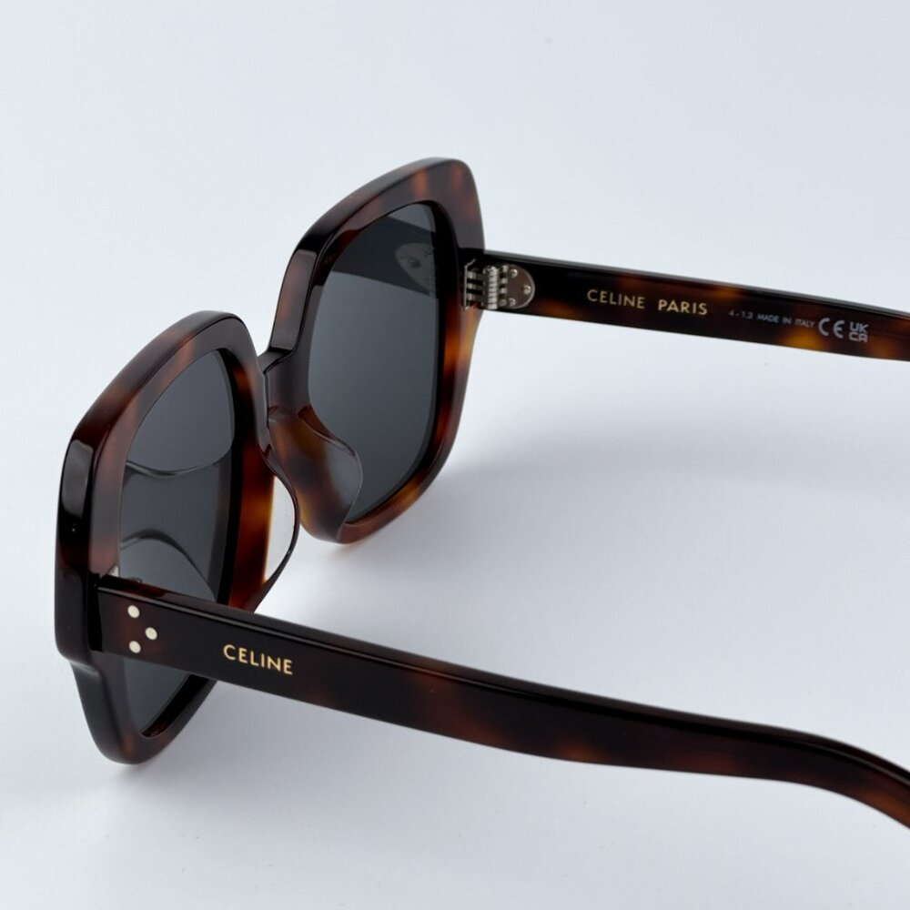 Celine 3 DOTS Women BRAND NEW Sunglasses Havana Smoke Geometric CL40241F 53A - Picture 9 of 11